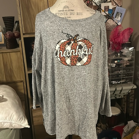Magical Season Gray Leopard Pumpkin Thankful Shirt - 3X NWT - Picture 1 of 7